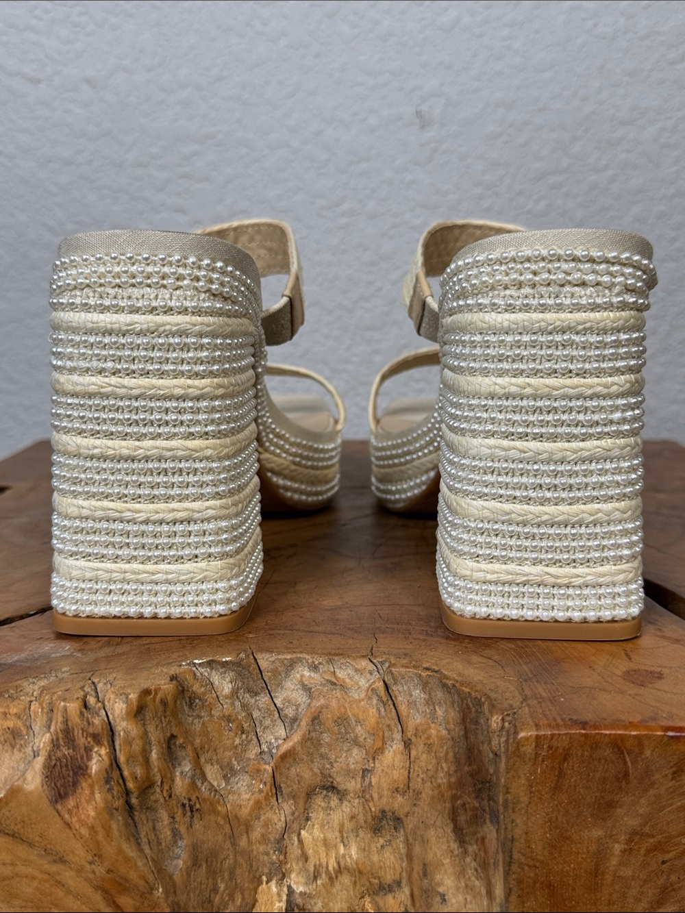 DOLCE VITA ALANI FAUX PEARL RAFFIA PLATFORM BLOCK HEEL SANDALS SIZE 9 **NWT** - Picture 13 of 14
